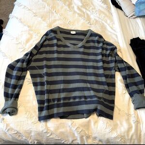 Aerie blue and green stripe long sleeve waffle knit